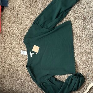 Dark Green Long Sleeve Top